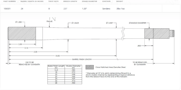 proof carbon fibre rifle barrel .284cal / 7mm 24"