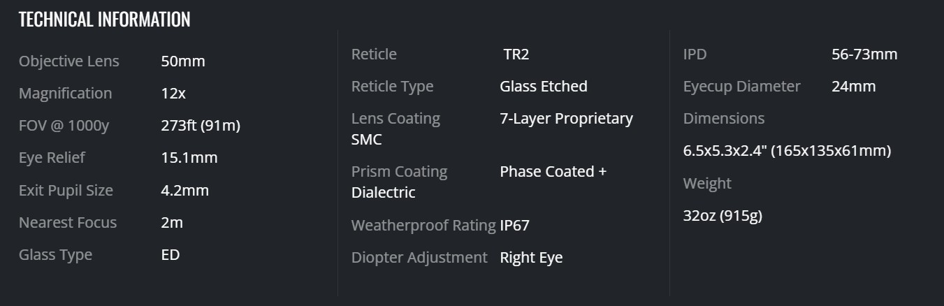 summit ed 12x50 binoculars